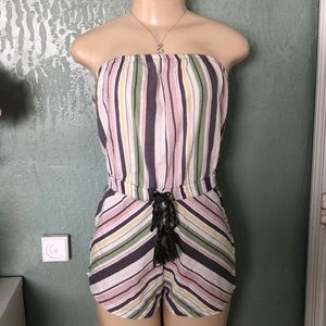 Multi-color stripe romper